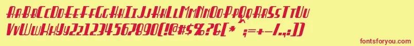 BraddingtonItalic Font – Red Fonts on Yellow Background