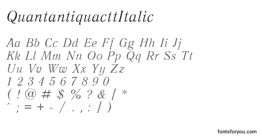 A fonte QuantantiquacttItalic – alfabeto, números, caracteres especiais
