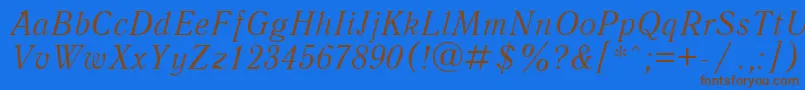 QuantantiquacttItalic Font – Brown Fonts on Blue Background