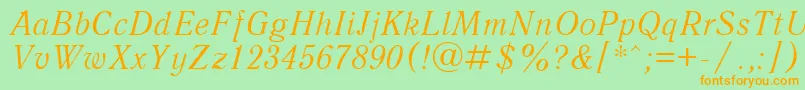 QuantantiquacttItalic Font – Orange Fonts on Green Background