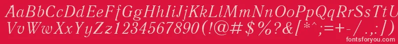 フォントQuantantiquacttItalic – 赤い背景にピンクのフォント
