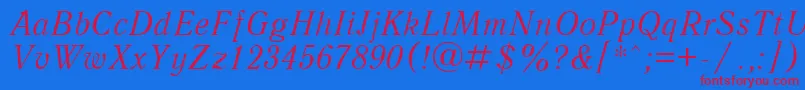 QuantantiquacttItalic Font – Red Fonts on Blue Background