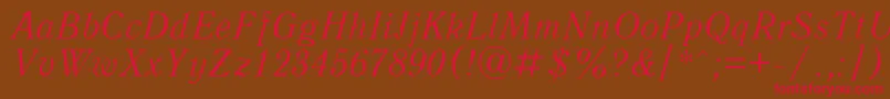 QuantantiquacttItalic Font – Red Fonts on Brown Background