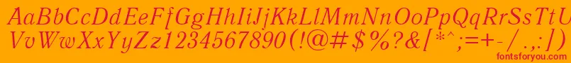 フォントQuantantiquacttItalic – オレンジの背景に赤い文字