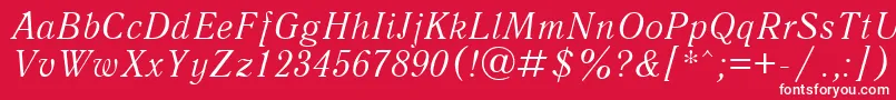 フォントQuantantiquacttItalic – 赤い背景に白い文字