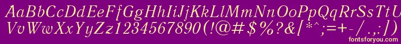 QuantantiquacttItalic Font – Yellow Fonts on Purple Background