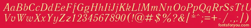 QuantantiquacttItalic Font – Yellow Fonts on Red Background