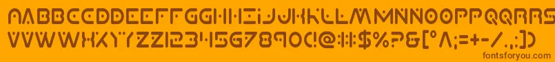 Planetxcompactcond-Schriftart – Braune Schriften auf orangefarbenem Hintergrund
