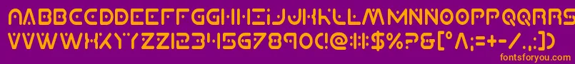 Planetxcompactcond-Schriftart – Orangefarbene Schriften auf violettem Hintergrund