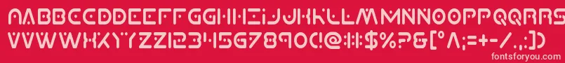 Planetxcompactcond-fontti – vaaleanpunaiset fontit punaisella taustalla