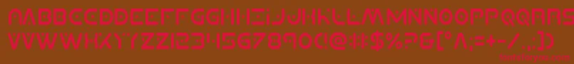 フォントPlanetxcompactcond – 赤い文字が茶色の背景にあります。