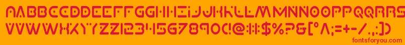 Planetxcompactcond-Schriftart – Rote Schriften auf orangefarbenem Hintergrund