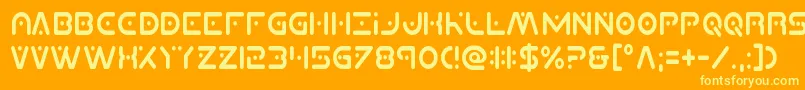 Шрифт Planetxcompactcond – жёлтые шрифты на оранжевом фоне