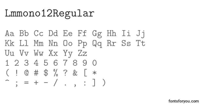 A fonte Lmmono12Regular – alfabeto, números, caracteres especiais