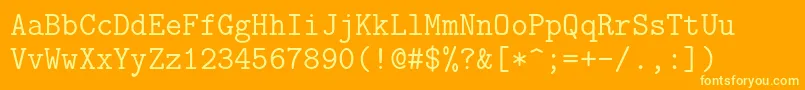 Lmmono12Regular Font – Yellow Fonts on Orange Background