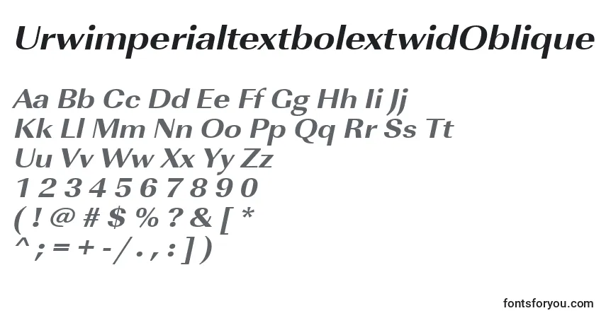Czcionka UrwimperialtextbolextwidOblique – alfabet, cyfry, specjalne znaki
