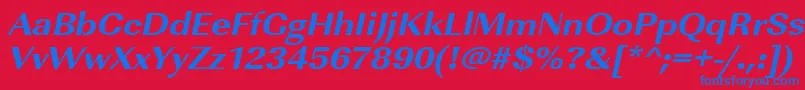 UrwimperialtextbolextwidOblique Font – Blue Fonts on Red Background