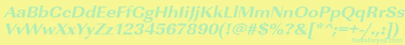 UrwimperialtextbolextwidOblique Font – Green Fonts on Yellow Background