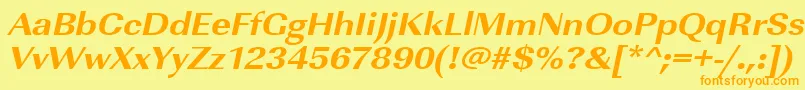 UrwimperialtextbolextwidOblique Font – Orange Fonts on Yellow Background