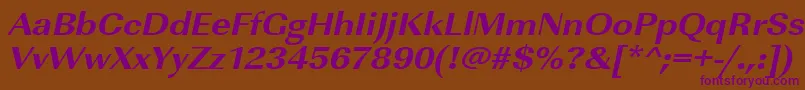 UrwimperialtextbolextwidOblique Font – Purple Fonts on Brown Background