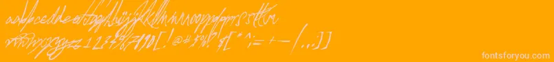 AGlitchInTime-Schriftart – Rosa Schriften auf orangefarbenem Hintergrund