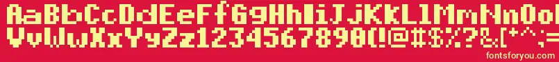 Fonte PixelmixBold – fontes amarelas em um fundo vermelho