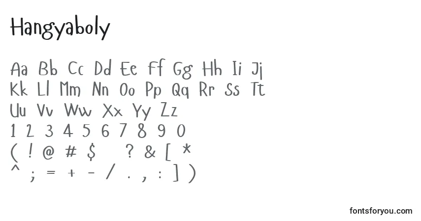 Schriftart Hangyaboly – Alphabet, Zahlen, spezielle Symbole