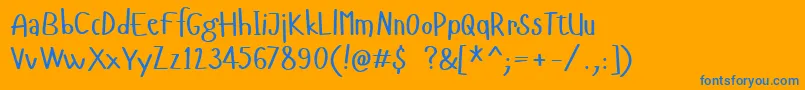 Czcionka Hangyaboly – niebieskie czcionki na pomarańczowym tle