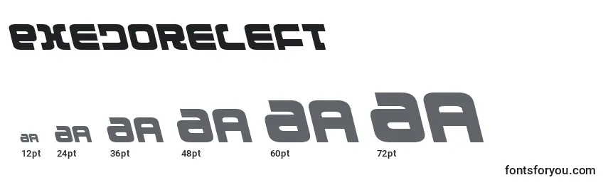Размеры шрифта Exedoreleft