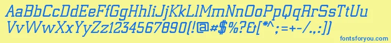 Czcionka ElectrumadfexpSemiboldoblique – niebieskie czcionki na żółtym tle