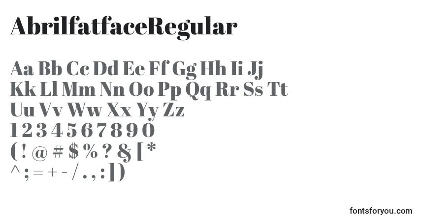 A fonte AbrilfatfaceRegular – alfabeto, números, caracteres especiais