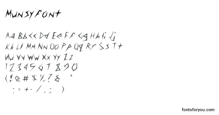 Schriftart Munsyfont – Alphabet, Zahlen, spezielle Symbole