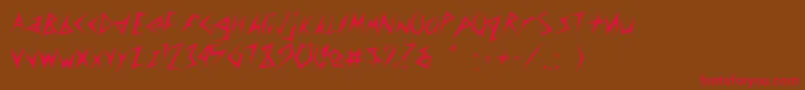 Munsyfont-Schriftart – Rote Schriften auf braunem Hintergrund