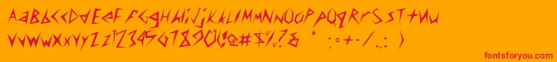 Munsyfont-Schriftart – Rote Schriften auf orangefarbenem Hintergrund