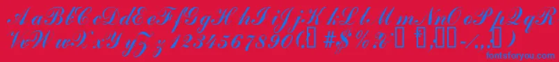 Laubergescriptssk Font – Blue Fonts on Red Background