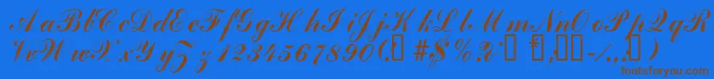 Laubergescriptssk Font – Brown Fonts on Blue Background