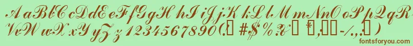 フォントLaubergescriptssk – 緑の背景に茶色のフォント