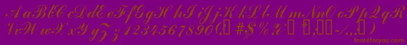 Laubergescriptssk-Schriftart – Braune Schriften auf violettem Hintergrund