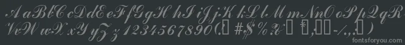 Laubergescriptssk-fontti – harmaat kirjasimet mustalla taustalla