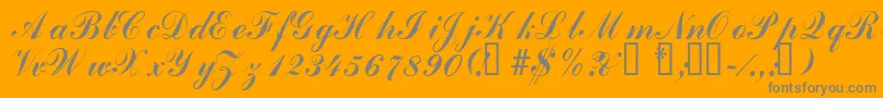 Laubergescriptssk-Schriftart – Graue Schriften auf orangefarbenem Hintergrund