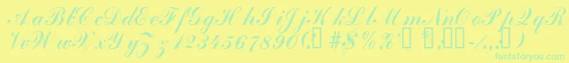 Laubergescriptssk Font – Green Fonts on Yellow Background