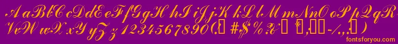 Laubergescriptssk Font – Orange Fonts on Purple Background