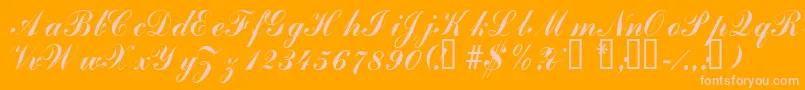Laubergescriptssk-Schriftart – Rosa Schriften auf orangefarbenem Hintergrund