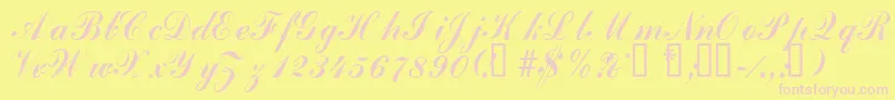 Laubergescriptssk-Schriftart – Rosa Schriften auf gelbem Hintergrund