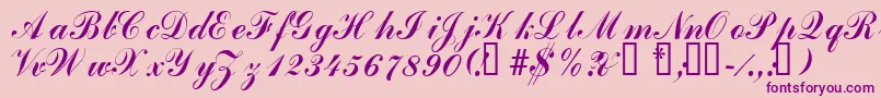 Laubergescriptssk-Schriftart – Violette Schriften auf rosa Hintergrund