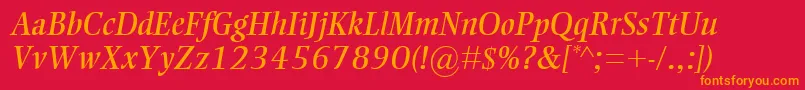 EllingtonMtItalic Font – Orange Fonts on Red Background