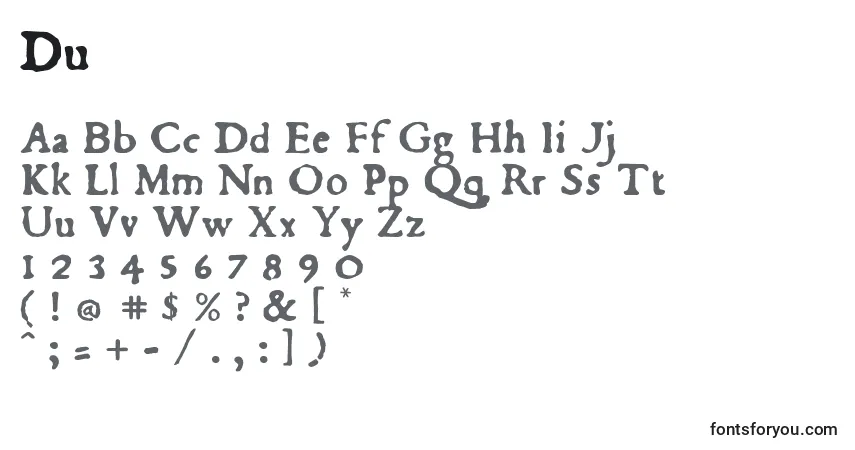 A fonte Du – alfabeto, números, caracteres especiais