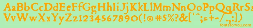 フォントDu – オレンジの文字が緑の背景にあります。