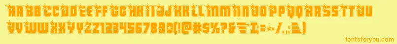 Armyrangersacad-Schriftart – Orangefarbene Schriften auf gelbem Hintergrund