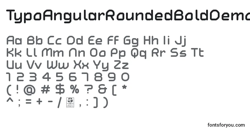 TypoAngularRoundedBoldDemoフォント–アルファベット、数字、特殊文字
